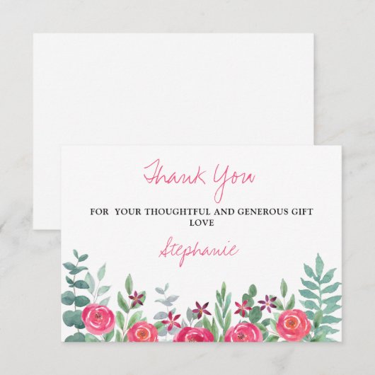 Eucalyptus Floral Baby shower Hartelijk dank Bedankkaart (Voorkant / Achterkant)