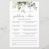 Eucalyptus Floral Baby shower voorspellingen Kaart (Voorkant)