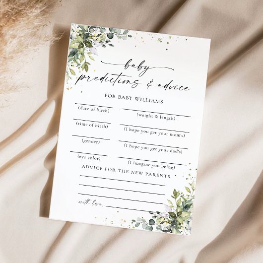 Eucalyptus Floral Baby shower voorspellingen Kaart