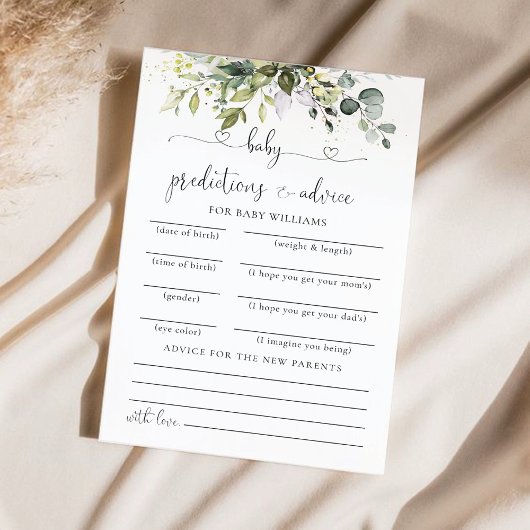 Eucalyptus Floral Baby shower voorspellingen Kaart