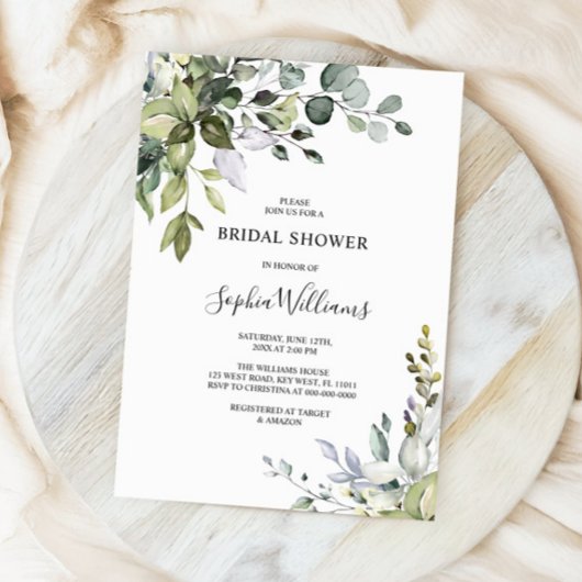 Eucalyptus Floral Bridal Shower Uitnodiging