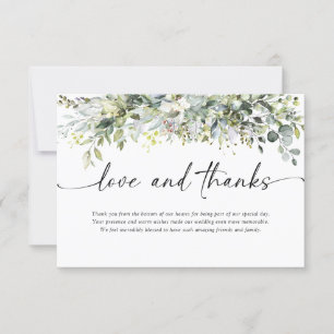 Eucalyptus Floral bruiloft ceremonie bedankje Bedankkaart