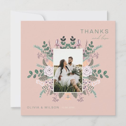 Eucalyptus Floral chic boho greenery bedankt Kaart (Voorkant)