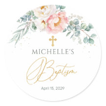 Eucalyptus Floral Cross-Baptisme Sticker