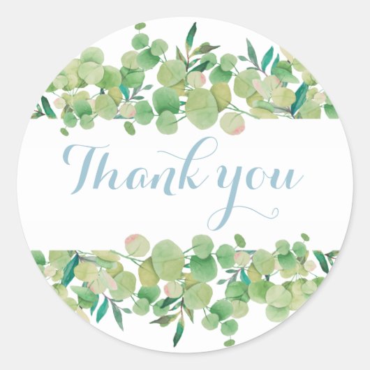 Eucalyptus Floral Dank u Ronde Sticker (Voorkant)