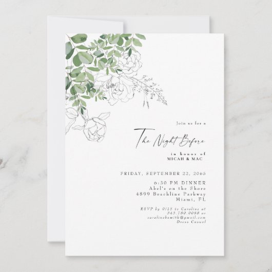 Eucalyptus Floral de nacht voor de repetitie Kaart (Voorkant)