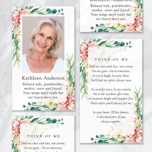 Eucalyptus Floral Funeral Memorial Prayer Kaart