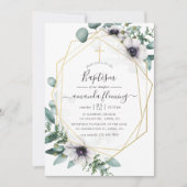 Eucalyptus Floral Geometric Baptisme Kaart (Voorkant)