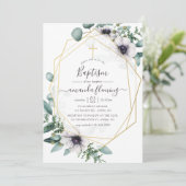 Eucalyptus Floral Geometric Baptisme Kaart (Staand voorkant)