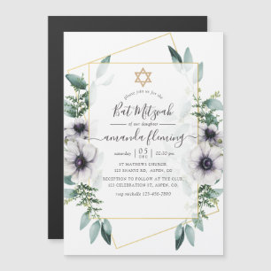 Eucalyptus Floral Geometric Bat Mitzvah Magnetische Uitnodiging