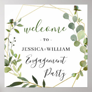 Eucalyptus Floral Geometric Lijst Engagement Party Poster