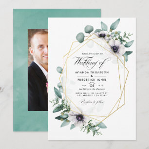 Eucalyptus Floral Geometric Weddenfoto Kaart