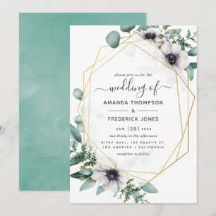 Eucalyptus Floral Geometric Wedding Kaart