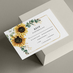 Eucalyptus Floral - Geometrische zonnebloem RSVP Kaartje