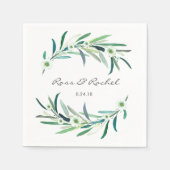 Eucalyptus Floral gepersonaliseerde bruiloft serve Servetten (Voorkant)