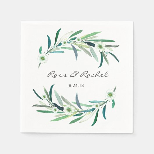 Eucalyptus Floral gepersonaliseerde bruiloft serve Servetten (Voorkant)