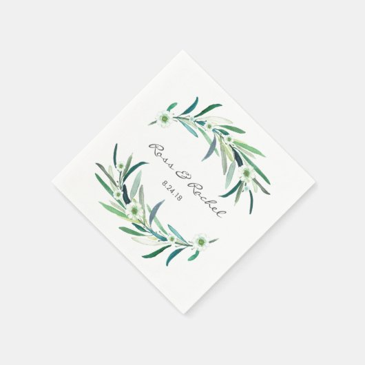 Eucalyptus Floral gepersonaliseerde bruiloft serve Servetten (Hoek)