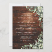 Eucalyptus Floral Greenery Rustic Wood Wedding Kaart (Voorkant)