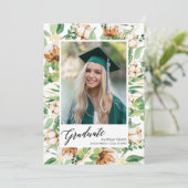 Eucalyptus Floral Greenery Script Foto Afstuderen Kaart (Staand voorkant)