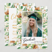 Eucalyptus Floral Greenery Script Foto Afstuderen Kaart (Voorkant / Achterkant)