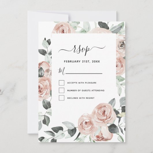 Eucalyptus Floral Greenery Wedding RSVP Kaart (Voorkant)
