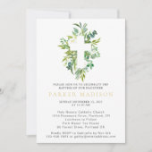 Eucalyptus Floral Greens Waterverf Cross-Baptisme Kaart (Voorkant)