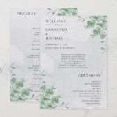 Eucalyptus floral minimal modern program wedding menu (Voorkant / Achterkant)
