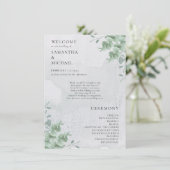 Eucalyptus floral minimal modern program wedding menu (Staand voorkant)