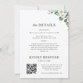 Eucalyptus Floral Minimal Plain All in One Wedding Kaart (Achterkant)