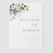Eucalyptus Floral Minimal Plain Wedding Vellum Uitnodigingen (Voorkant)