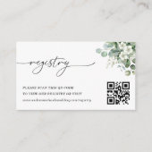 Eucalyptus Floral QR Code Huwelijkscadeau Registry Informatiekaartje (Voorkant)