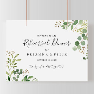 Eucalyptus Floral Rehearings Dinner Welcome Sign Poster
