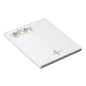 Eucalyptus Floral Sage Green Monogram Notitieblok (Schuin)