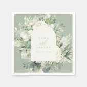Eucalyptus Floral Sage Green Wedding Servet (Voorkant)
