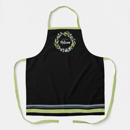 Eucalyptus Floral Script Specialized Apron Schort (Voorkant)