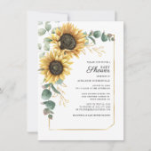 Eucalyptus Floral Sunflower Script Baby shower Kaart (Voorkant)