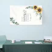 Eucalyptus Floral Sunflower Script Vrijgezellenfee Spandoek (Beurs)