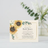 Eucalyptus Floral Sunflower Script Vrijgezellenfee Uitnodiging Briefkaart (Staand voorkant)