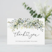 Eucalyptus Floral Vrijgezellenfeest Flat Dank u au Bedankkaart (Staand voorkant)