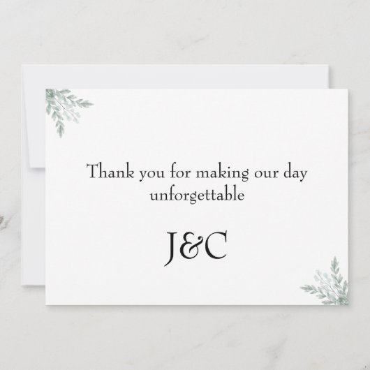 Eucalyptus Floral Waterverf Flat Hartelijk dank Bedankkaart (Achterkant)