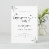 Eucalyptus Floral Waterverf Monogram Verloving Kaart (Staand voorkant)