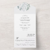 Eucalyptus Floral Waterverf Rustic Wedding All In One Uitnodiging (Binnen)