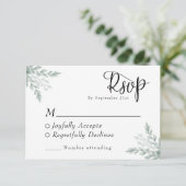 Eucalyptus Floral Waterverf Wedding RSVP Kaartje (Staand voorkant)