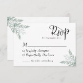 Eucalyptus Floral Waterverf Wedding RSVP Kaartje (Voorkant / Achterkant)