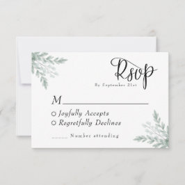 Eucalyptus Floral Waterverf Wedding RSVP Kaartje
