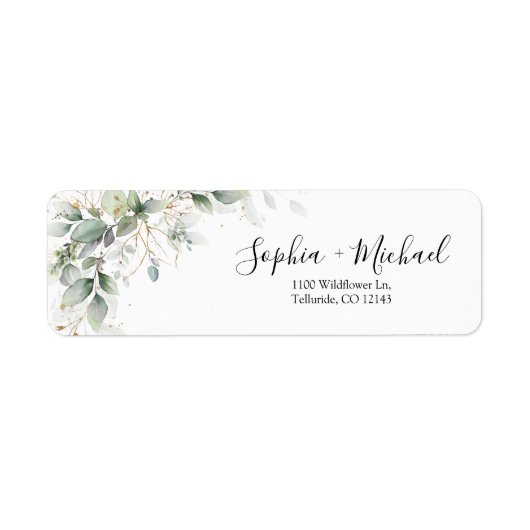 Eucalyptus Floral Weddenschap Return Label (Voorkant)