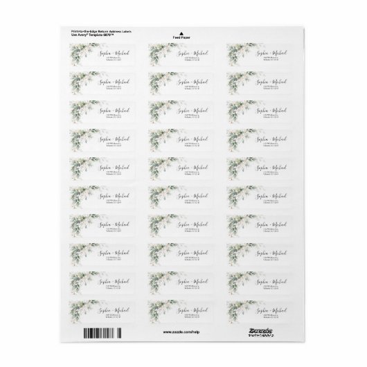 Eucalyptus Floral Weddenschap Return Label (Full Sheet)