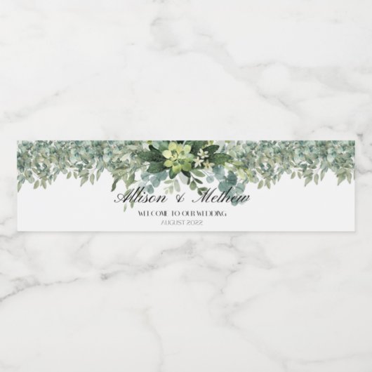 Eucalyptus Floral Weddenschap Water Flaceletiket Waterfles Etiket (Enkel label)