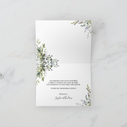 Eucalyptus Floral Wedding Bedankkaart (Binnen)