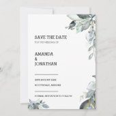 Eucalyptus Floral Wedding Save the Date Kaart (Voorkant)